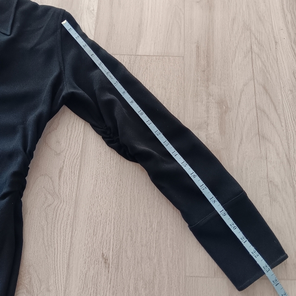 Banana Republic Shirt Dress Midi Black Ruching Button Front A-Line Size 6 - Picture 13 of 14